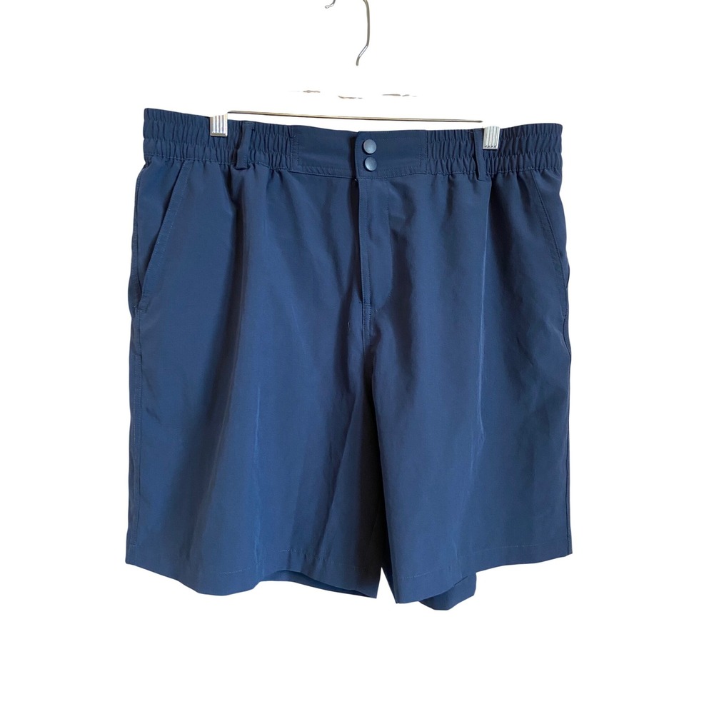 Burlebo Mens Performance Everyday Shorts Blue XL Elastic Waist 7 Inch Inseam